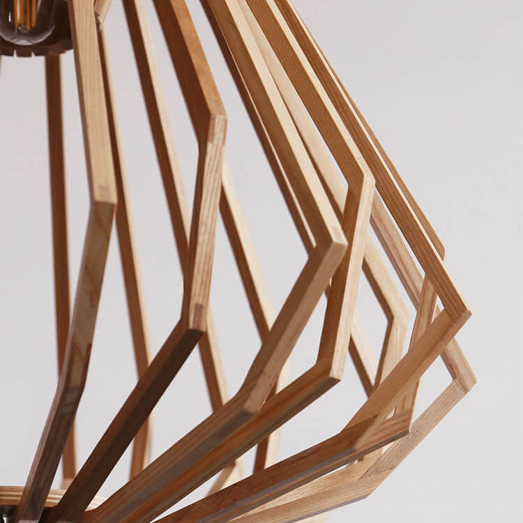 Vintage Creative Geometric Ash Wood 1-Light Pendant Light