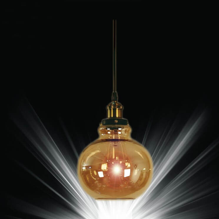 Suspension Luminaire Rétro Industriel en Verre Rond en Forme de Gourde à 1 Lumière 