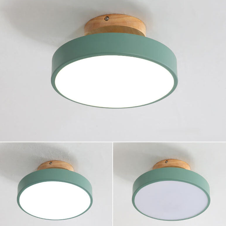 Nordic Wood Round Acryl LED Semi-Flush Mount Deckenleuchte