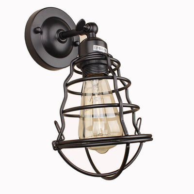 Industrial Vintage Iron Cage 1-Light Wall Sconce Lamp