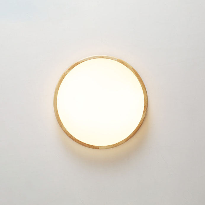 Japanische einfache runde dünne LED-Deckenleuchte aus Holz 
