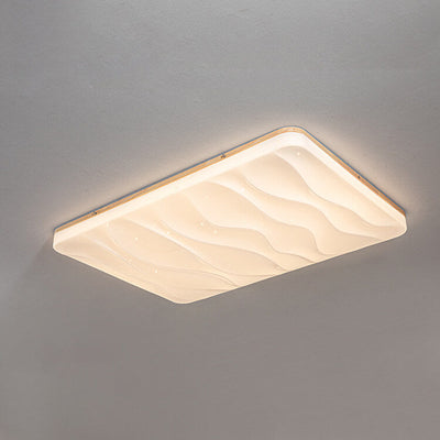Moderne minimalistische Deckenleuchte mit Massivholzkante, PVC-rechteckigem Schirm und LED-Aufbauleuchte für das Wohnzimmer 