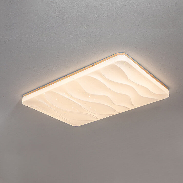 Moderne minimalistische Deckenleuchte mit Massivholzkante, PVC-rechteckigem Schirm und LED-Aufbauleuchte für das Wohnzimmer 