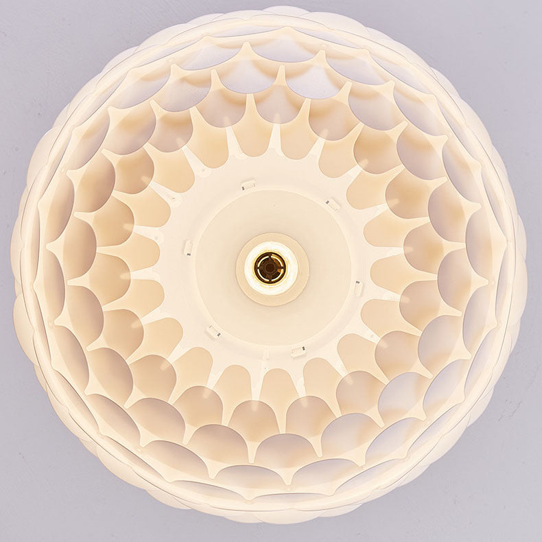 Contemporary Creative Cream Pine Cone Round Iron PVC Dome 1-Light Pendant Light For Living Room