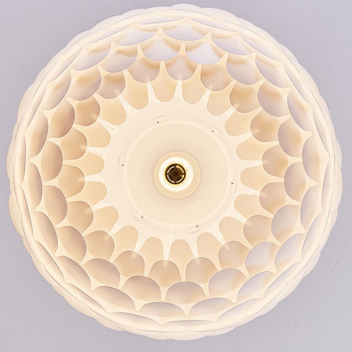 Contemporary Creative Cream Pine Cone Round Iron PVC Dome 1-Light Pendant Light For Living Room