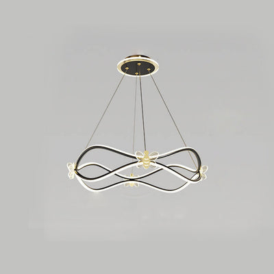 Modern Minimalist Wave Iron 3/4-Light LED Island Light Chandelier