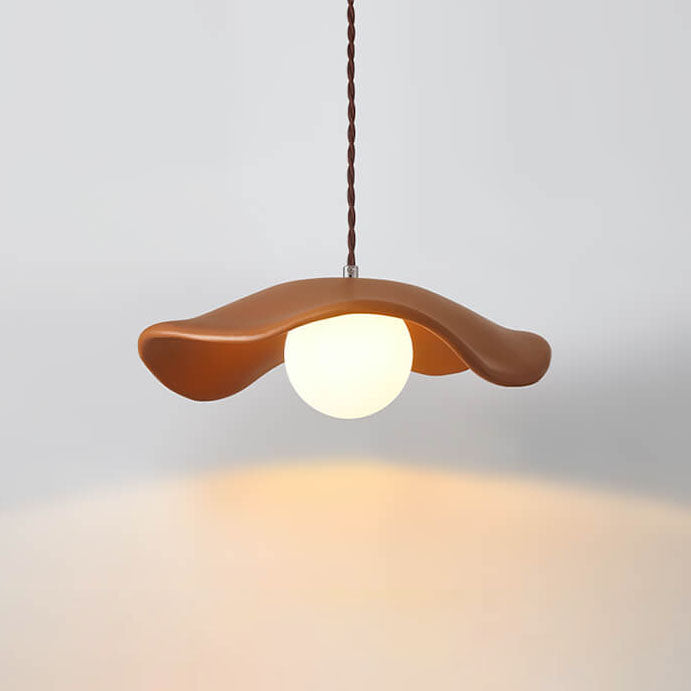 Macaron Cream Dome Wave Design Resin 1-Light Pendant Light