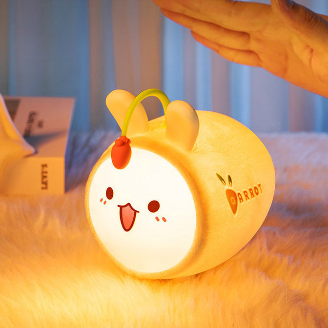 Modern Creative Plush Doll Rabbit Colorful Remote Control Pat Night Light Table Lamp