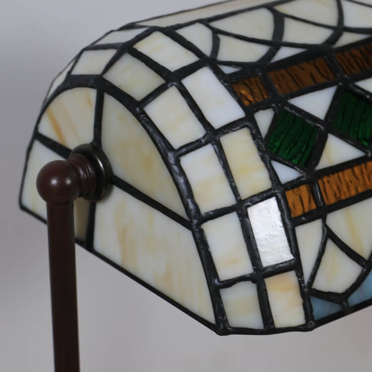 Traditional Tiffany Floral Butterfly Stained Glass 1-Light Bank Zipper Table Lamp for Bedroom