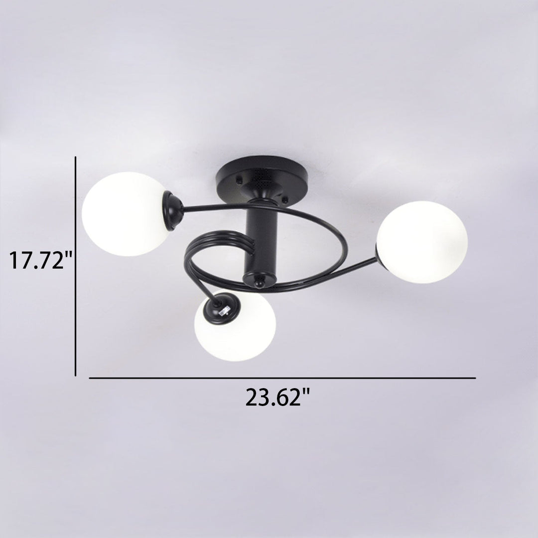 Nordic Light Luxus Glasball Spiral Design 3/5 Licht Semi-Flush Mount Deckenleuchte 