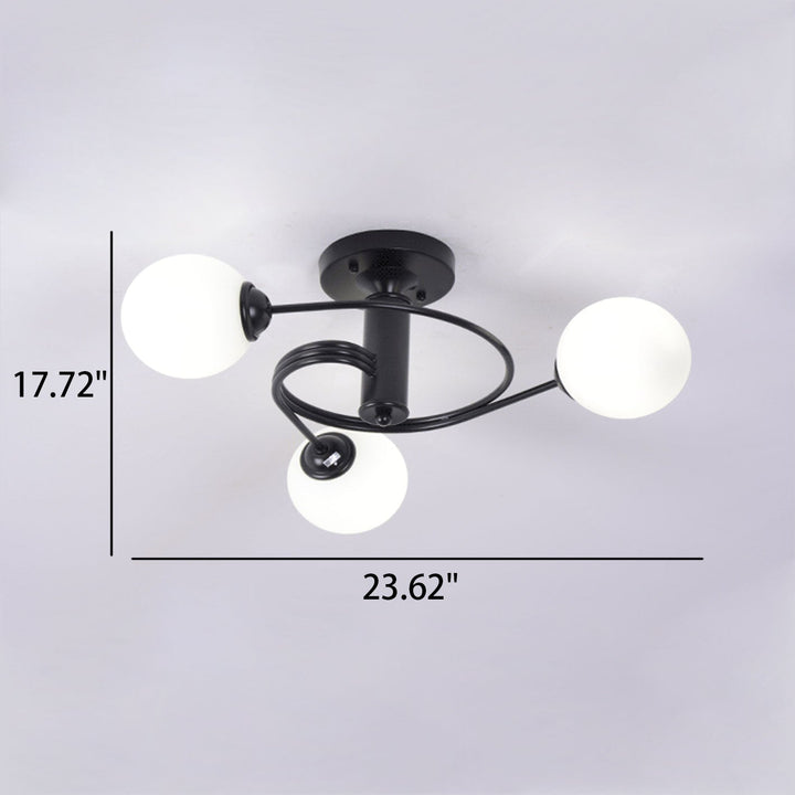 Nordic Light Luxus Glasball Spiral Design 3/5 Licht Semi-Flush Mount Deckenleuchte 