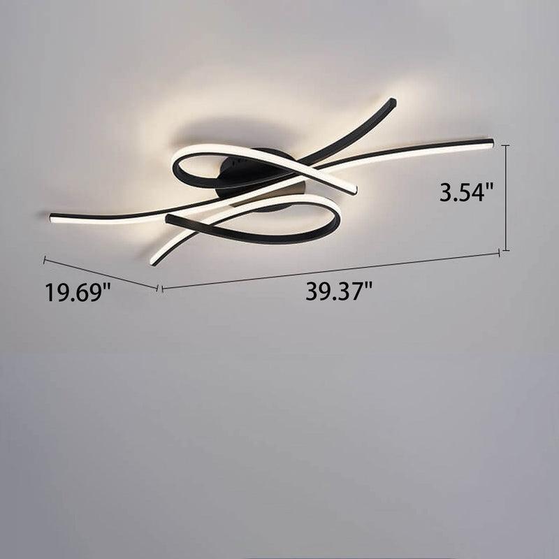 Modern Creative Bending Curves Line Design LED Flush Mount Ceiling Light