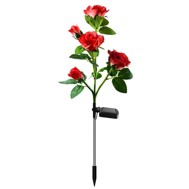 Moderner Solar-Rosenstrauß 5 Kopf LED Outdoor Garten Dekorative Boden-Einsteck-Landschaftsbeleuchtung 