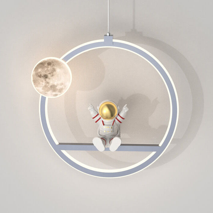 Nordic Cartoon Runde Acryl Astronaut LED Pendelleuchte