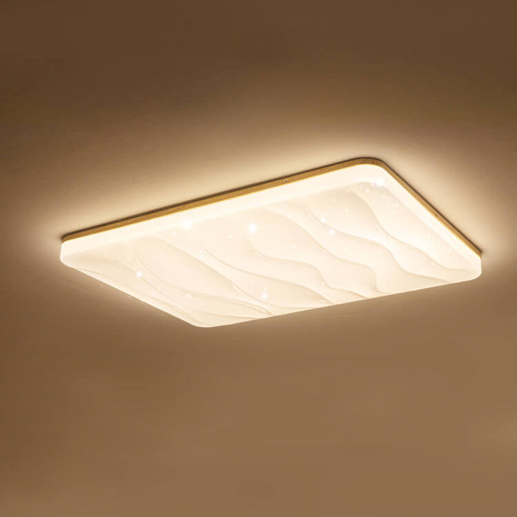 Moderne minimalistische Deckenleuchte mit Massivholzkante, PVC-rechteckigem Schirm und LED-Aufbauleuchte für das Wohnzimmer 