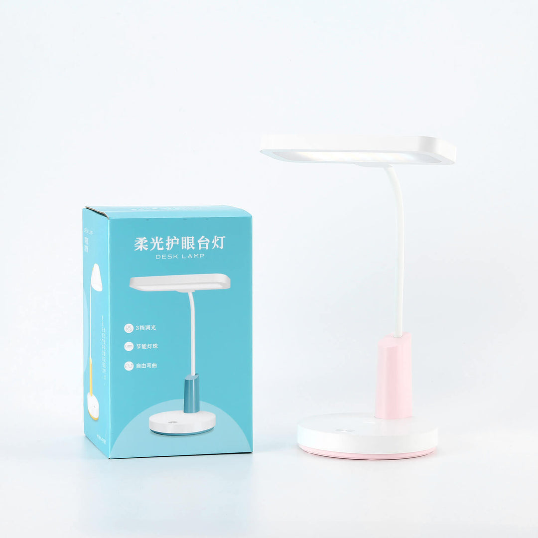 Modern Minimalist Plastic Long Shade Round Base Touch Charging LED Desk Lamp for Bedroom
