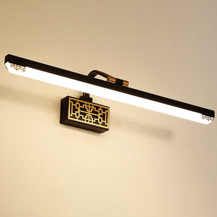 Retro Chinese Iron Bar Rotating LED Mirror Front Wall Sconce Lamp