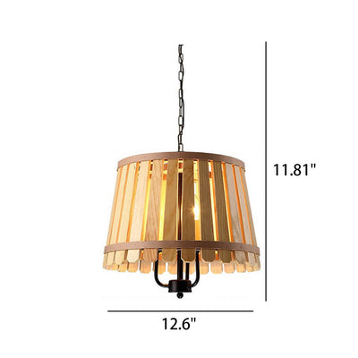 Modern Colored Wooden Barrel Dome 3 Light Chandelier