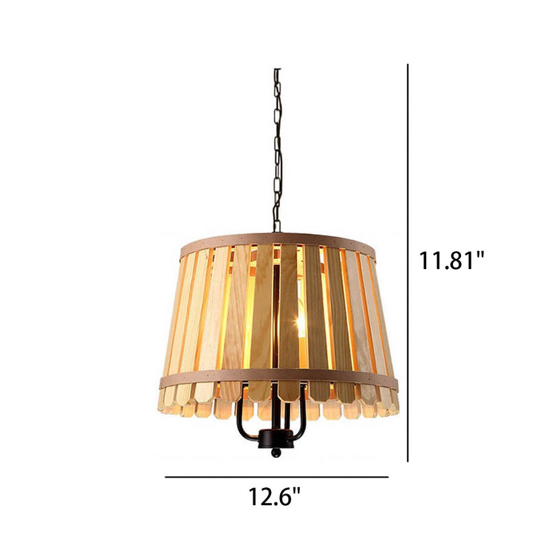 Modern Colored Wooden Barrel Dome 3 Light Chandelier