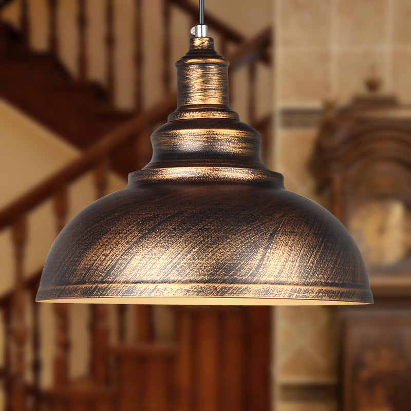 Lustre Suspendu à 1 Lumière avec Abat-jour Rond en Fer de Style Industriel 