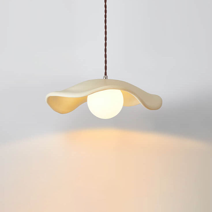Macaron Cream Dome Wave Design Resin 1-Light Pendant Light