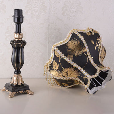 Lampe de table à 1 lumière en résine à pampilles en tissu de luxe européen 