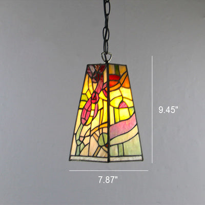Nordic Vintage Tiffany Glass Alloy 1-Light Pendant Light