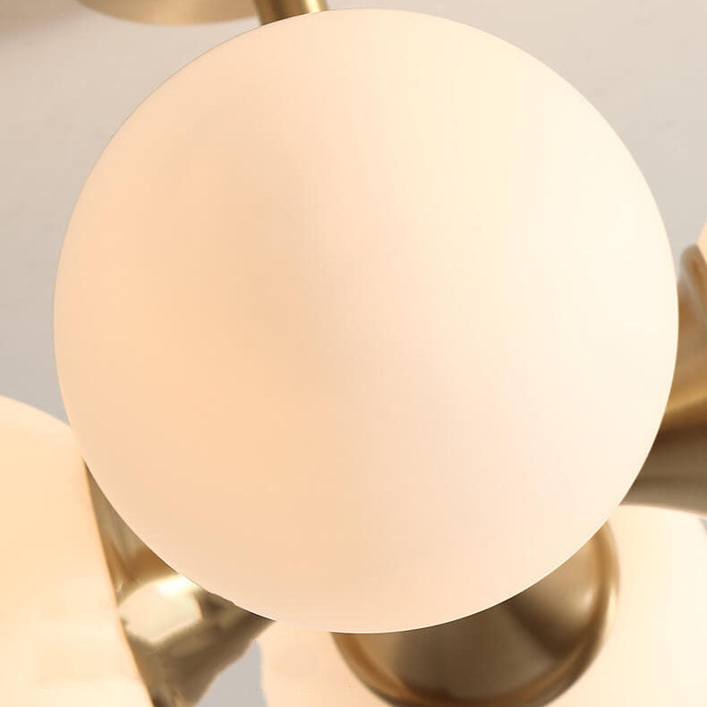 Plafonnier semi-encastré à 4 lumières en verre et laiton de luxe moderne 