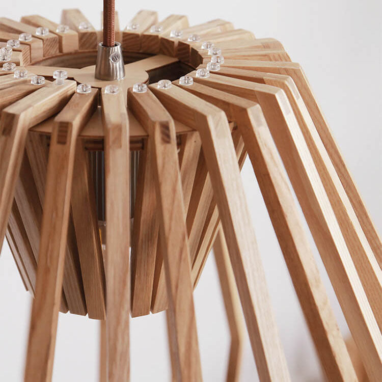 Vintage Creative Geometric Ash Wood 1-Light Pendant Light