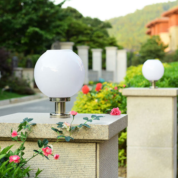 Lampe LED solaire à tête ronde en acier inoxydable et acrylique, luminaire décoratif d&