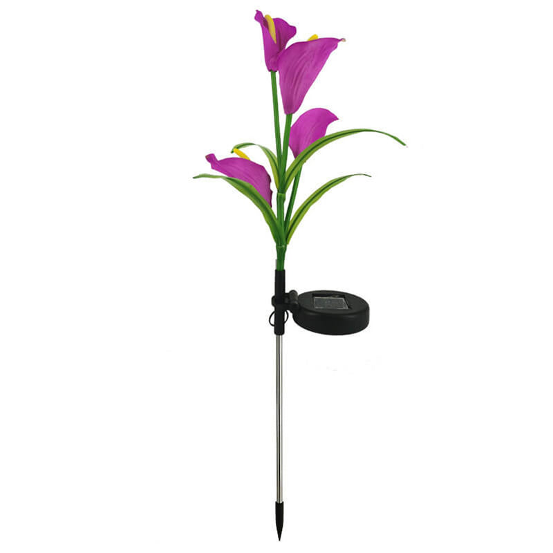 Moderne Solarpferdeschuhblume Bunte 4 LED Outdoor Garten Bodenstecker Landschaftslicht 