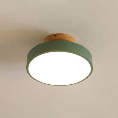 Nordic Wood  Round Acrylic LED Semi-Flush Mount Ceiling Light