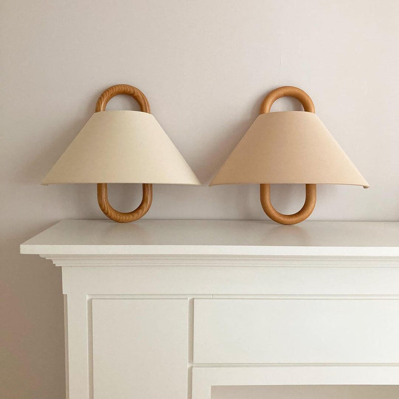 Modern Original Solid Wood Pleated Semi-Circle 1-Light Wall Sconce Lamp