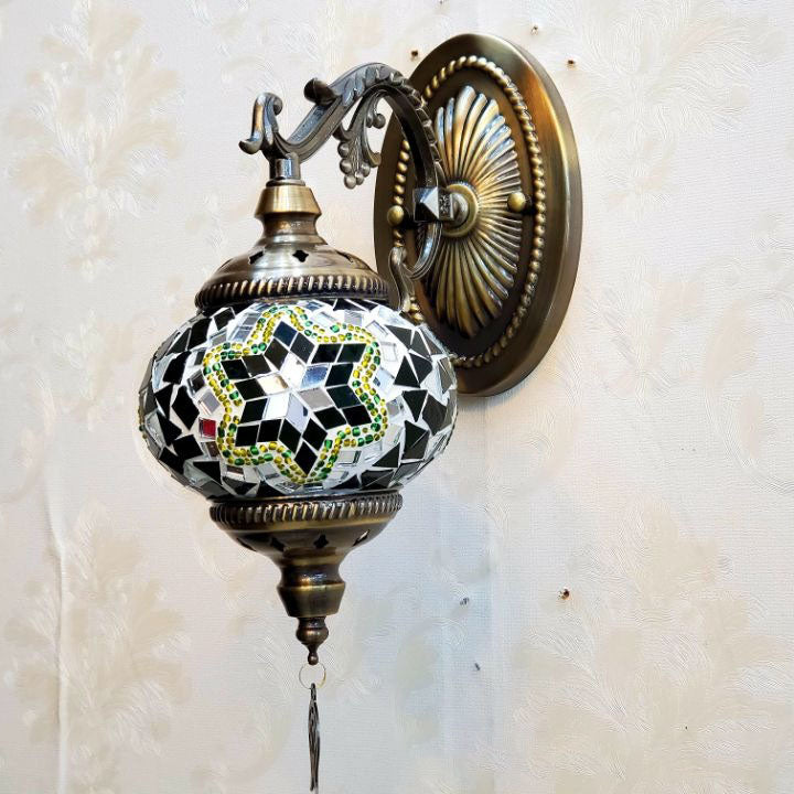 European Vintage Exotic Cracked Glass 1-Light Wall Sconce Lamp
