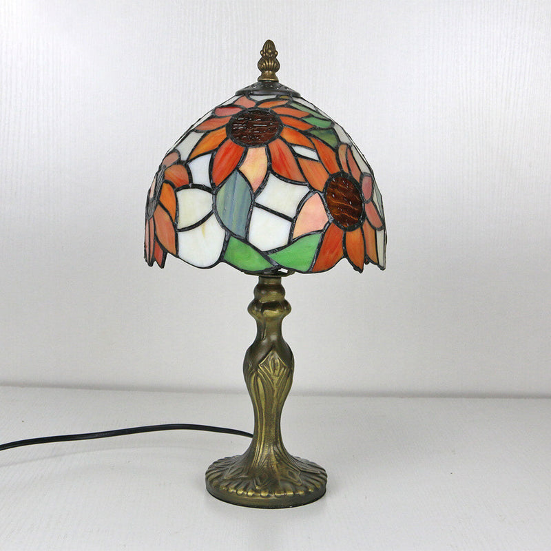 Tiffany Decorative Flower Umbrella Rose Alloy Stained Glass 1-Light Table Lamp