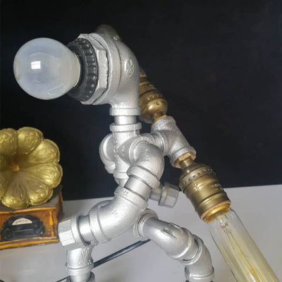 Vintage Steampunk Plumbing Robot Decor 1-Light Table Lamp