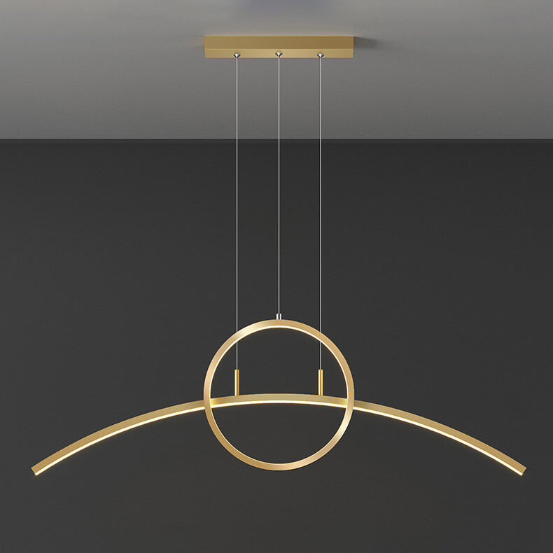 Lustre LED moderne et créatif avec courbe longue et ronde pour îlot 