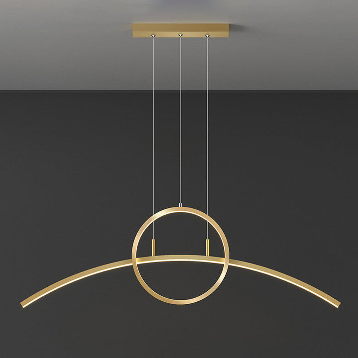 Lustre LED moderne et créatif avec courbe longue et ronde pour îlot 