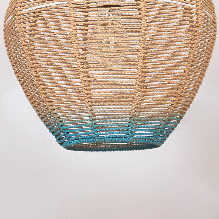 Modern Chinese Hemp Rope Round Geometry 1-Light Pendant Light