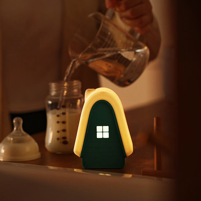 Lámpara de Mesa de Luz Nocturna LED Recargable USB de Silicona en Forma de Casa de Nieve Moderna de Dibujos Animados 