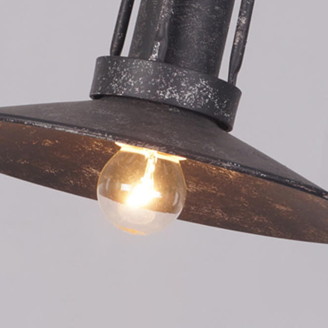 Contemporary Industrial Pot Lid Iron Antique 1-Light Pendant Light For Living Room
