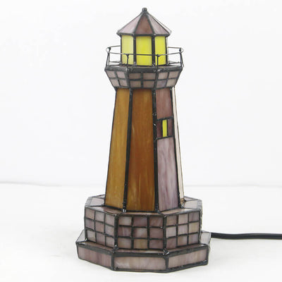 Lampe de table à 1 lumière en verre teinté Tiffany Creative Tower Light 
