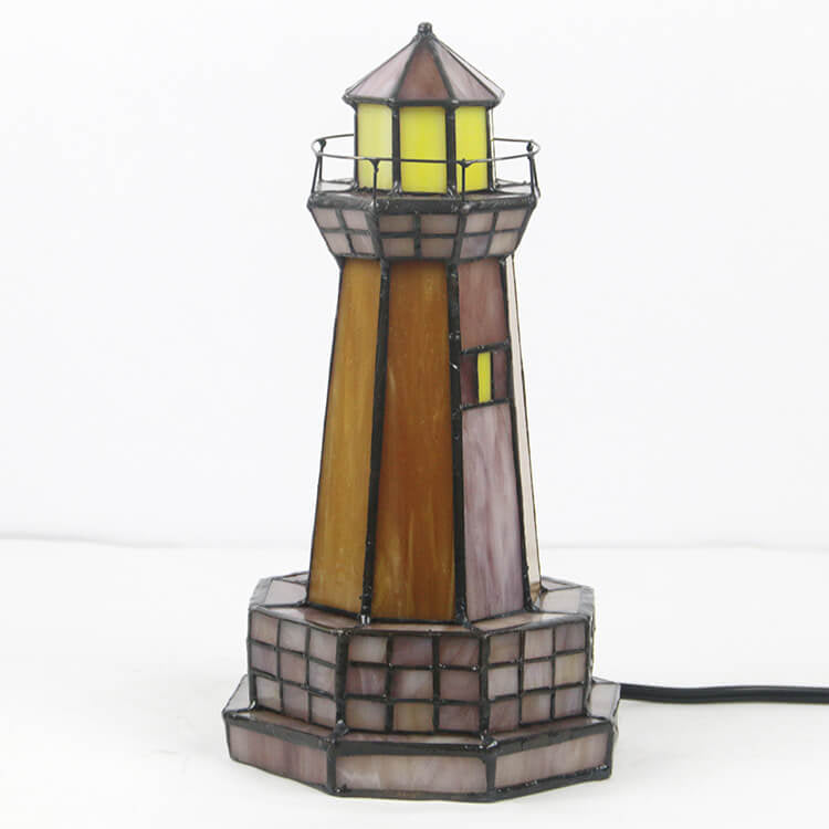 Tiffany Creative Tower Light Stained Glass 1-Light Table Lamp