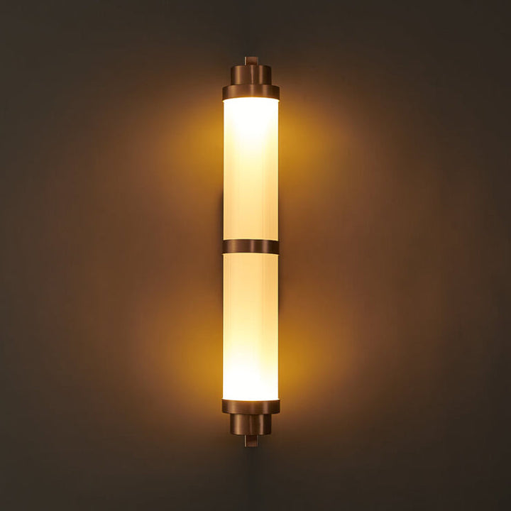 Modern Luxury Cylindrical Glass Stainless Steel Rose Gold LED Wall Sconce Lamp for Living Room Bedroom