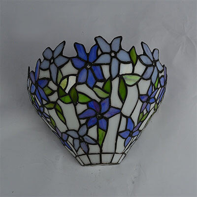 Vintage Tiffany Flower Stained Glass Bowl 1-Light Wall Sconce Lamp