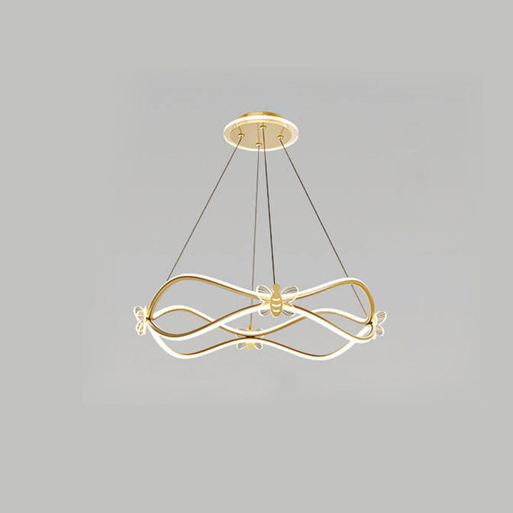Lámpara de Araña LED de Isla de 3/4 Luces de Ola Minimalista Moderna de Hierro 