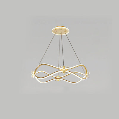 Modern Minimalist Wave Iron 3/4-Light LED Island Light Chandelier