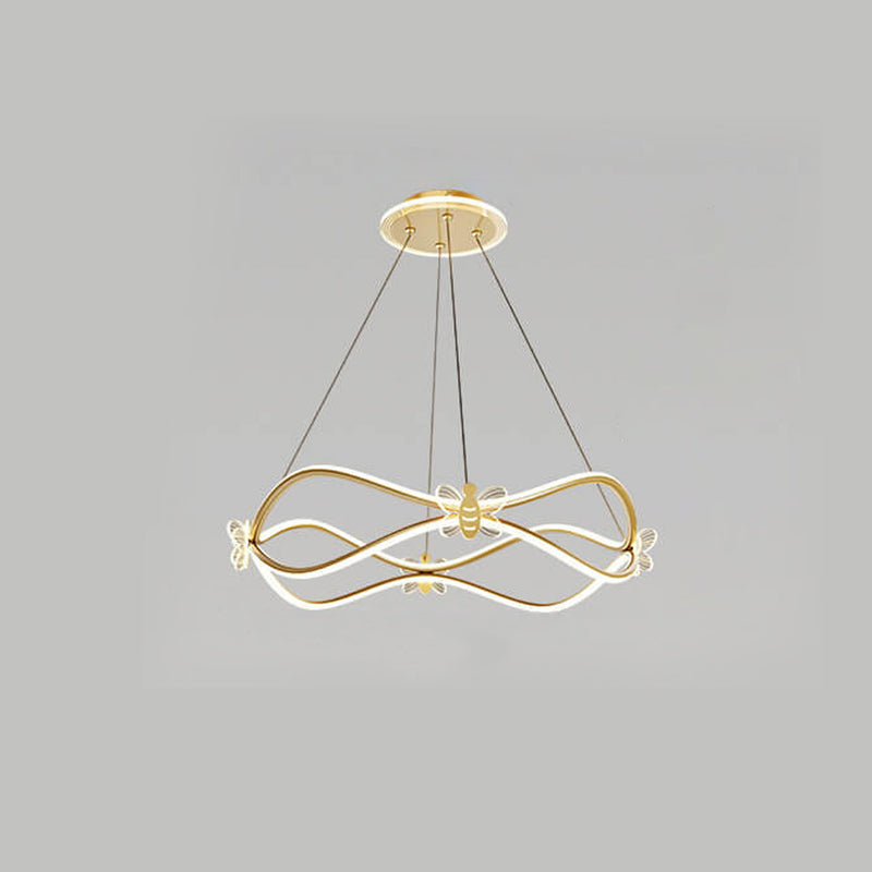 Modern Minimalist Wave Iron 3/4-Light LED Island Light Chandelier