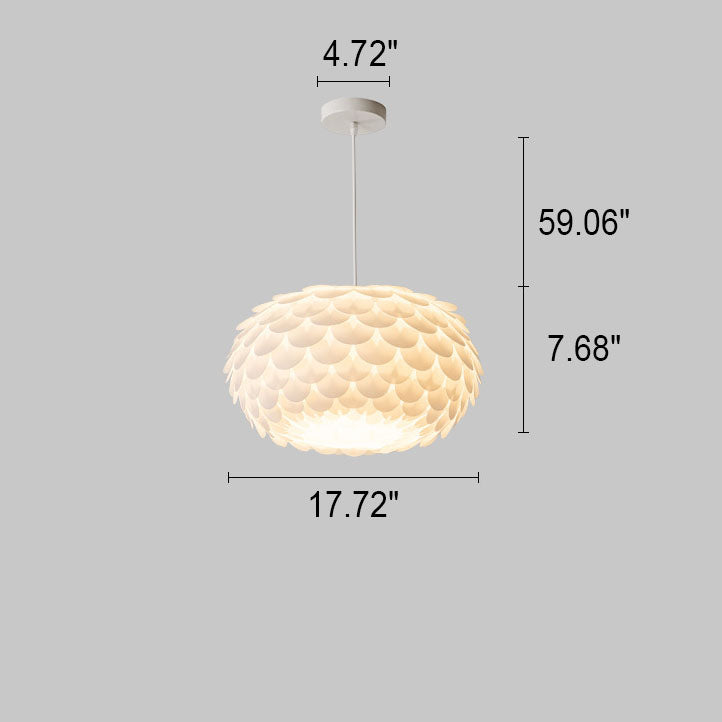 Modern Minimalist Cream Pine Cone Round Dome 1-Light Pendant Light