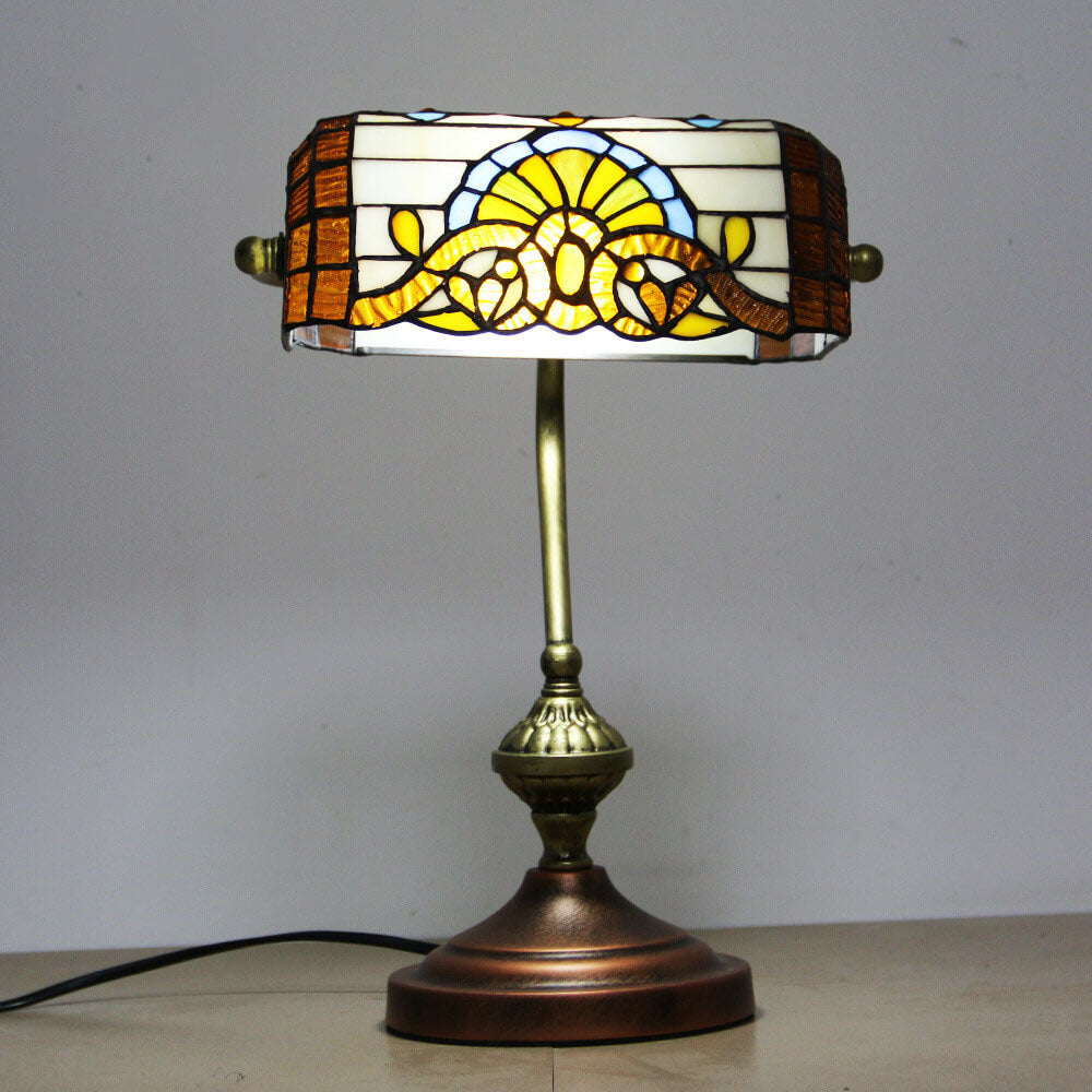 Europäische Tiffany Vintage Bankglas-Hardware 1-Licht Tischlampe 